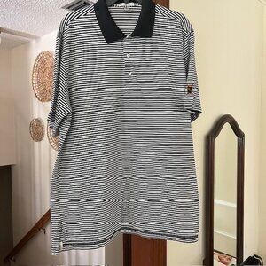 Peter Millar Black & White Striped Polo Size XL